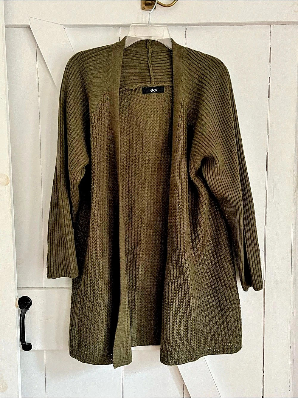 Open Front Knit Cardigan in Green Like New
